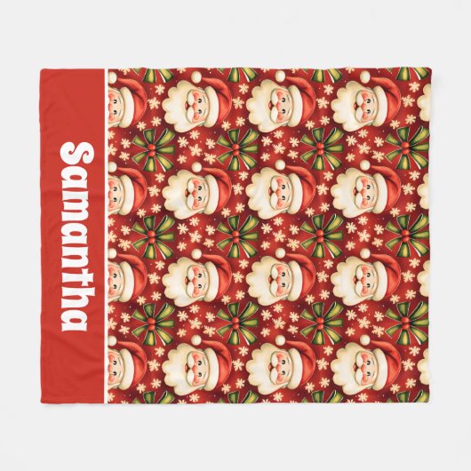 Vintage Retro Weihnachtsmann Fleecedecke (Vorderseite (Horizontal))