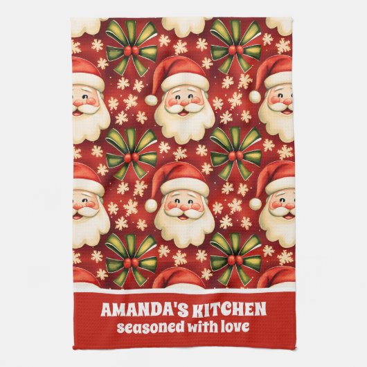Vintage Retro Weihnachtsmann Geschirrtuch (Vertikal)