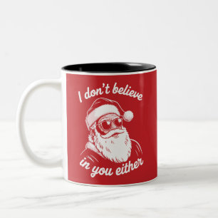 Vintage Retro Weihnachtsmann Ich glaube auch nicht Zweifarbige Tasse