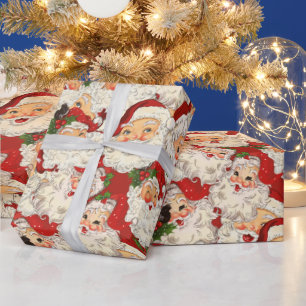Vintage Retro Weihnachtsmann Mini Rot Weihnachten Geschenkpapier