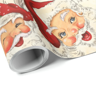 Vintage Retro Weihnachtsmann Mini Rot Weihnachten  Geschenkpapier