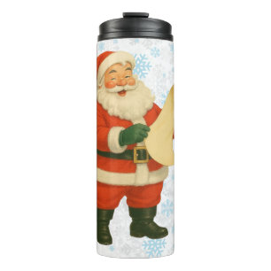 Vintage/Retro Weihnachtsmann mit Tannen Thermosbecher