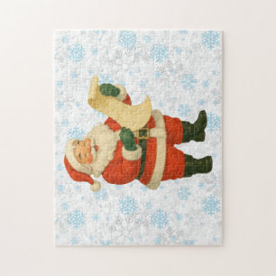 Vintage/Retro Weihnachtsmann mit Tannen und Girlan Puzzle