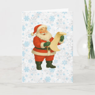 Vintage/Retro Weihnachtsmann mit Tannenbaum und Gi Karte