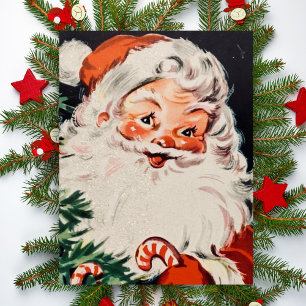Vintage Retro Weihnachtsmann mit Zuckerstangen Wei Feiertagspostkarte