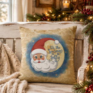 Vintage Retro Weihnachtsmann Mond Weihnachten Kissen