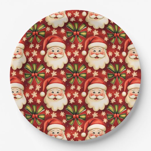 Vintage Retro Weihnachtsmann Pappteller (Vorderseite)
