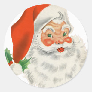 Vintage Retro Weihnachtsmann Runder Aufkleber