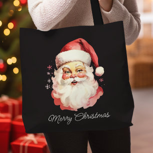 Vintage Retro Weihnachtsmann Schwarzes Frohe Weihn Tasche