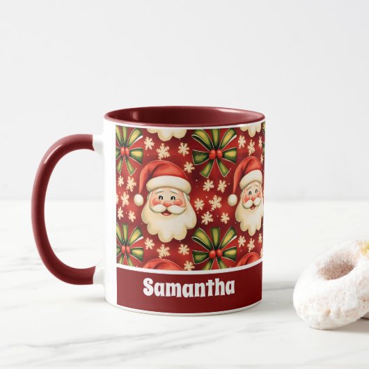 Vintage Retro Weihnachtsmann Tasse (Mit Donut)