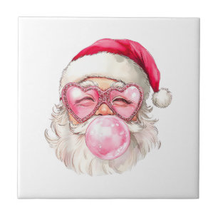 Vintage Retro Weihnachtsmann Weihnachten Bubble Ka Fliese