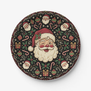 Vintage Retro Weihnachtsmann Weihnachten Pappteller