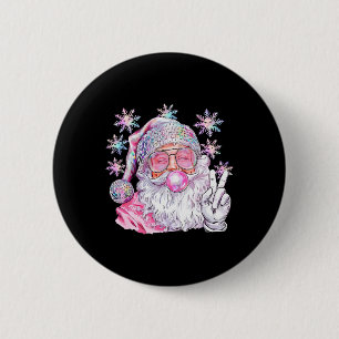 Vintage Retro Weihnachtsmann Weihnachten Rosa Sonn Button