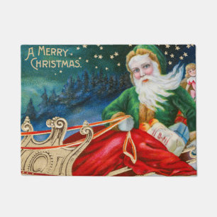 Vintage Retro Weihnachtsmann Weihnachts-Postkarte Fußmatte