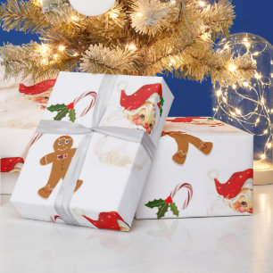 Vintage Retro Weihnachtsmann Weihnachtsmuster Geschenkpapier