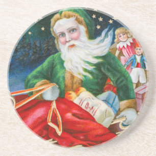 Vintage Retro Weihnachtsmann Weihnachtspostkarte Getränkeuntersetzer