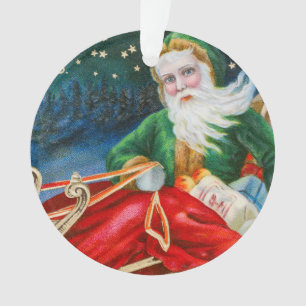 Vintage Retro Weihnachtsmann Weihnachtspostkarte Ornament