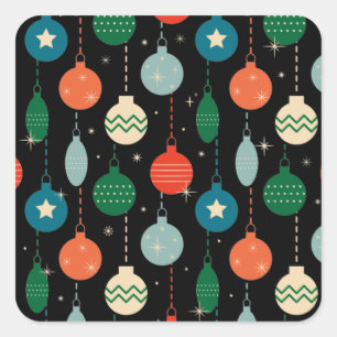 Vintage Retro Weihnachtsornamente Muster Quadratischer Aufkleber