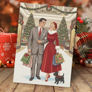 Vintage Retro-Weihnachtspaar mit Scotty Dog Feiertagskarte