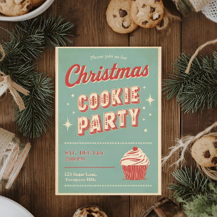 Vintage Retro Weihnachtsplätzchen-Party Einladung
