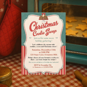 Vintage Retro Weihnachtsplätzchen-Tausch Einladung