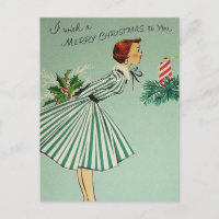 Vintage Retro Weihnachtspostkarte