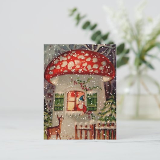 Vintage Retro Weihnachtspostkarte Feiertagspostkarte (Stehend Vorderseite)