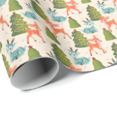 Vintage Retro Weihnachtsrentier Geschenkpapier (Rolleneckpunkt)