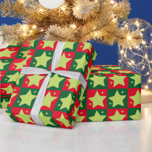 Vintage Retro Weihnachtssterne Muster Geschenkpapier