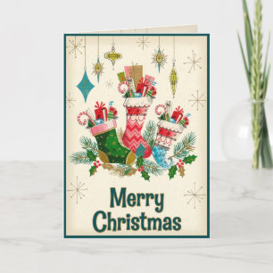 Vintage Retro-Weihnachtsstrümpfe Karte