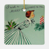 Vintage Retro Weihnachtsverzierung Keramikornament (Rückseite)