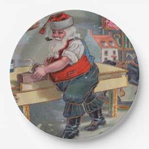 Vintage Retro Weihnachtswerkstatt von Santa Pappteller
