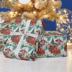 Vintage Retro Weihnachtszug Geschenkpapier