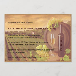 Vintage Retro Weinberg-Sonnenuntergang-Hochzeit Einladung