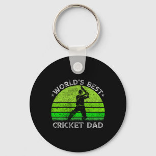 Vintage Retro Weltbester Cricket-Vater Silhouette Schlüsselanhänger