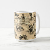 Vintage Retro Western Rodeo Cowboy Kaffeetasse (VorderseiteRechts)