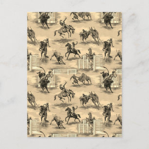 Vintage Retro Western Rodeo Cowboy Postkarte