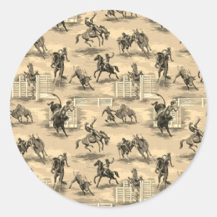 Vintage Retro Western Rodeo Cowboy Runder Aufkleber