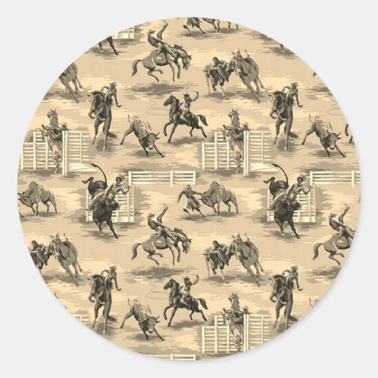 Vintage Retro Western Rodeo Cowboy Runder Aufkleber (Vorderseite)