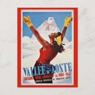 Vintage Retro-Winter-Italienische Alpen-Reisepostk Postkarte