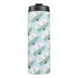 Vintage-Retro-Wohnwagenanhänger in Blau Thermosbecher