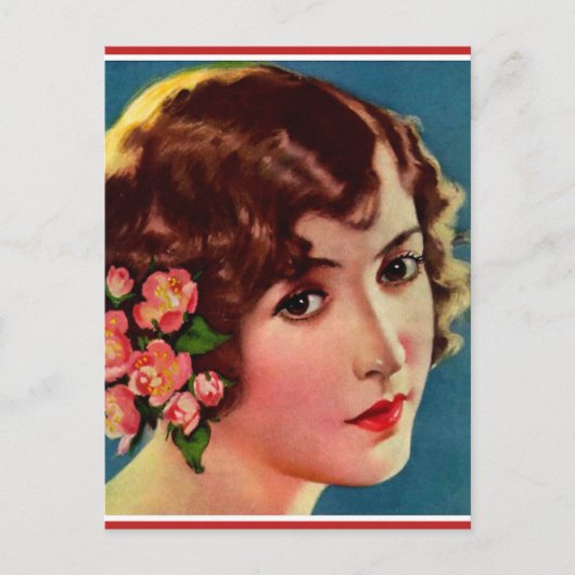 Vintage Retro Women 20s Hollywood Bessie Liebe Postkarte (Vorderseite)