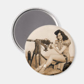 Vintage Retro Women Machine Girl Magnet (Vorderseite/Rückseite)