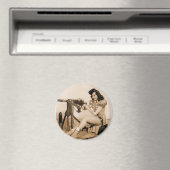 Vintage Retro Women Machine Girl Magnet (In Situ (Geschirrspüler))
