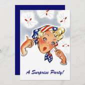 Vintage Retro wunderliche Überraschungs-Party Einladung (Vorne/Hinten)