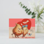 Vintage Retro Yam Valentine Card Feiertagspostkarte (Stehend Vorderseite)