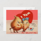 Vintage Retro Yam Valentine Card Feiertagspostkarte (Vorne/Hinten)