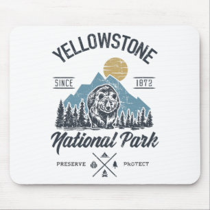 Vintage Retro Yellowstone Nationalpark Wandern  Mousepad