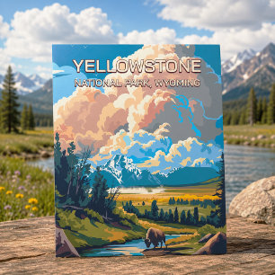 Vintage Retro Yellowstone-Nationalpark Wyoming Postkarte