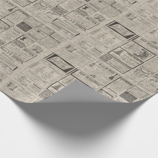 Vintage Retro-Zeitungen Geschenkpapier (Ecke)